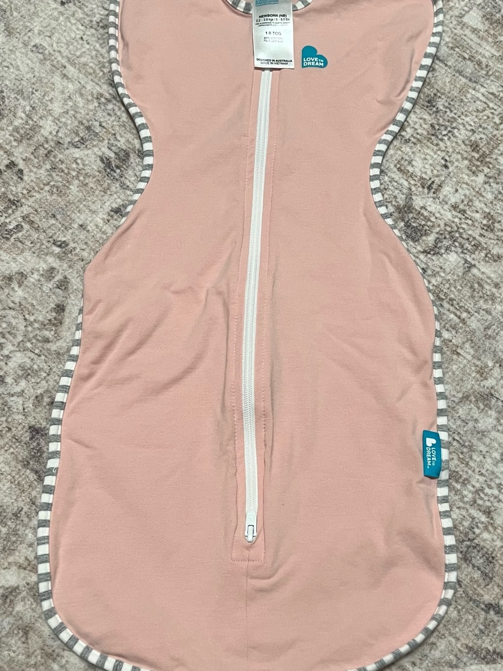 Love to Dream Pink Swaddle Sleep Sack with Striped Trim